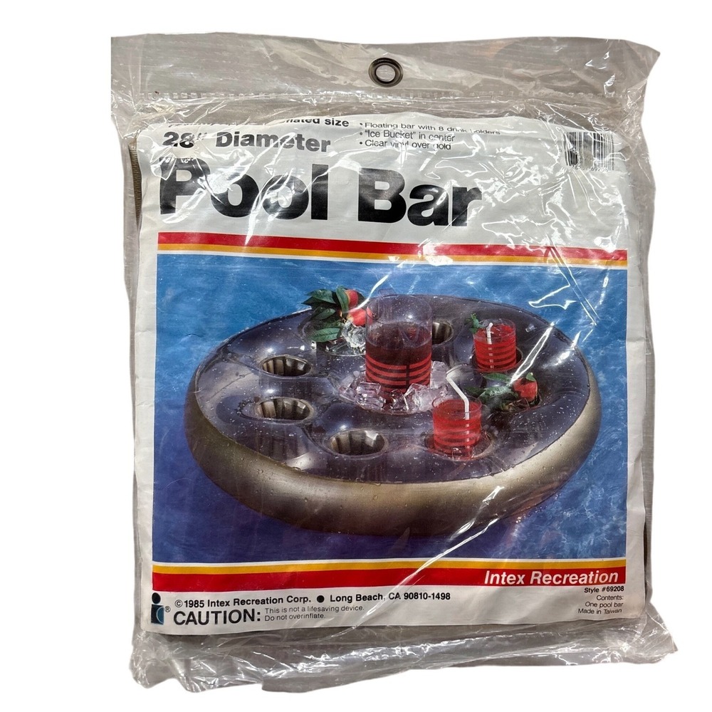 Vintage 1985 Intex Pool Bar Inflatable Floating‎ 8 Drink Holder Ice Bucket Retro